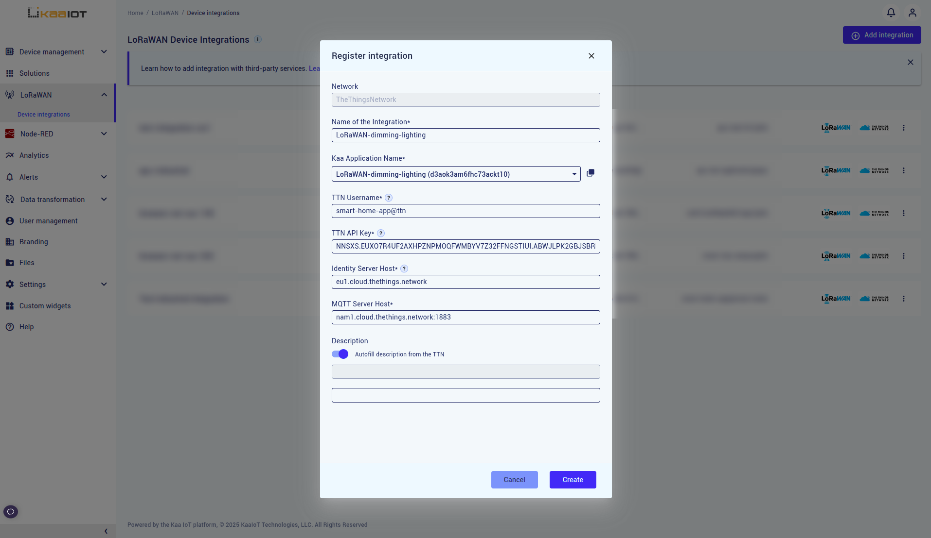 Application integration creation