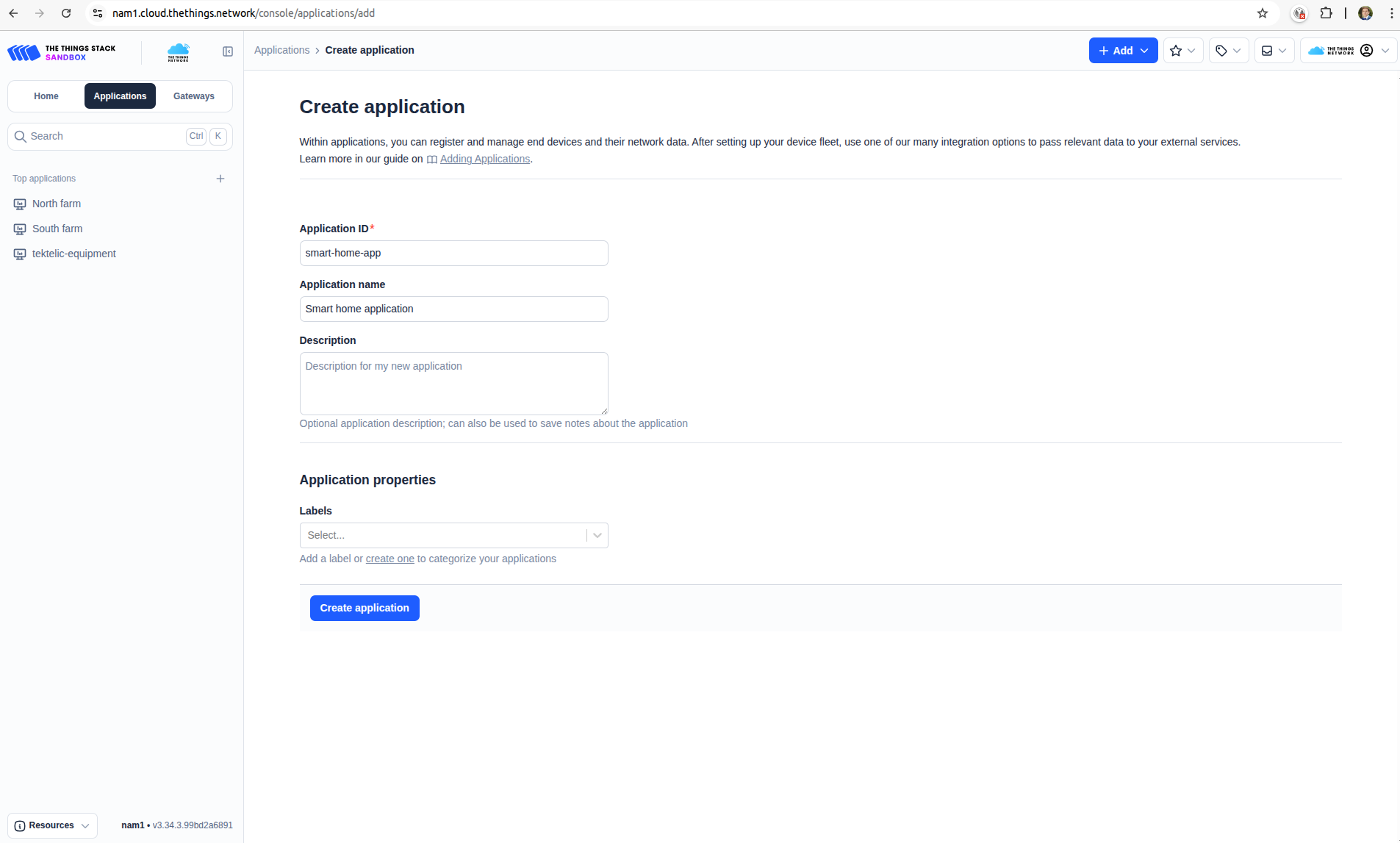 Add The Things Stack application