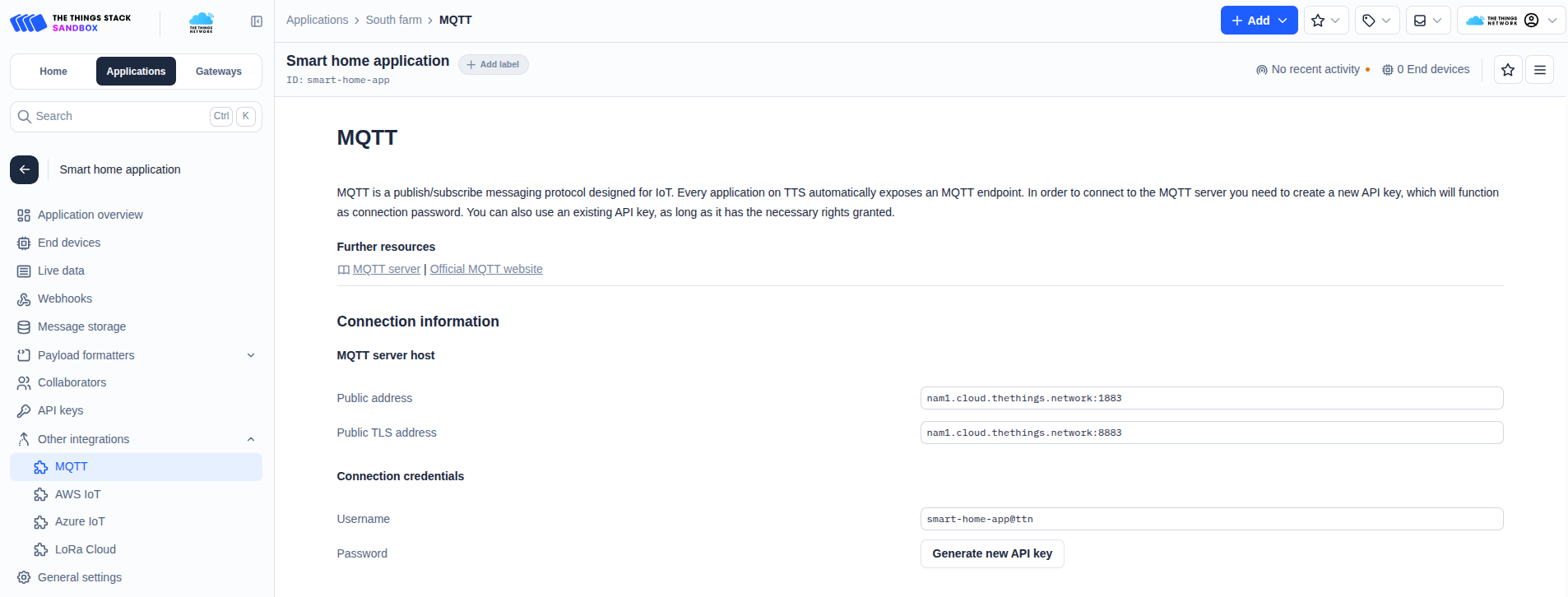 The Things Stack MQTT integration