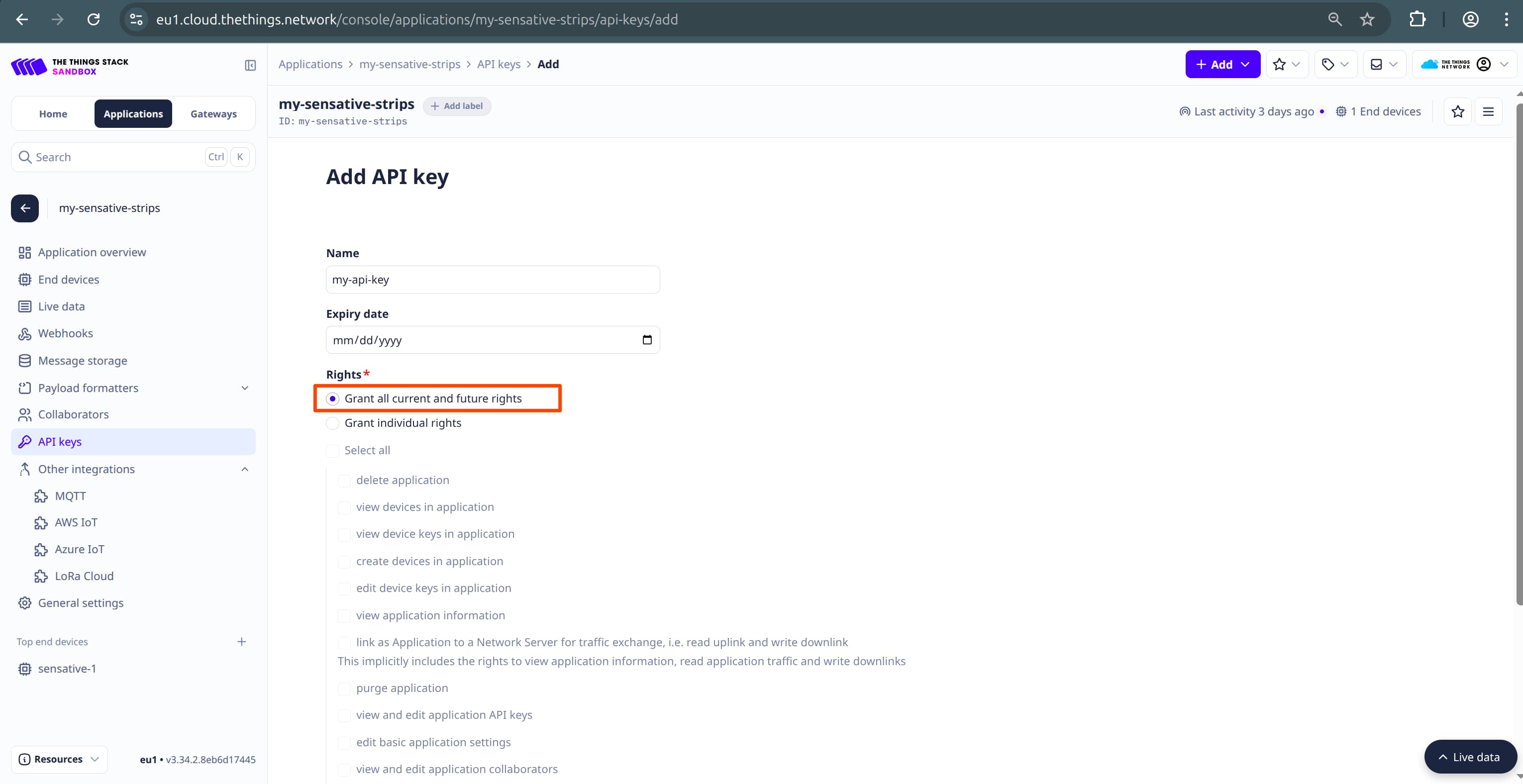 TTN Full Access API Key