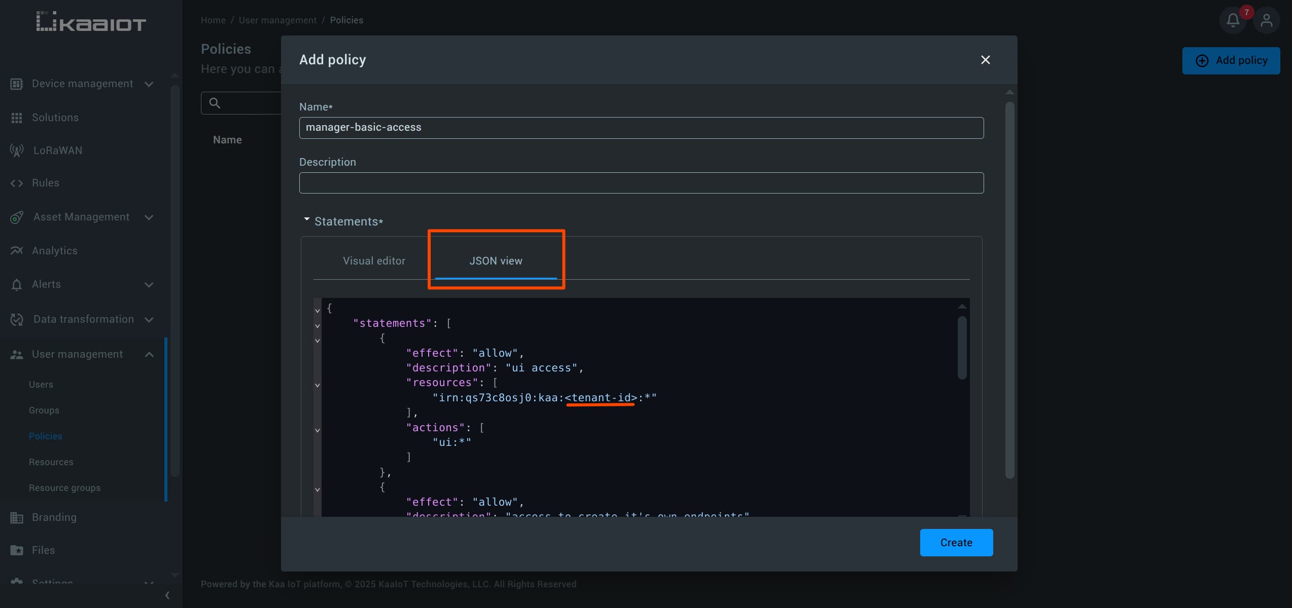 Manager JSON View