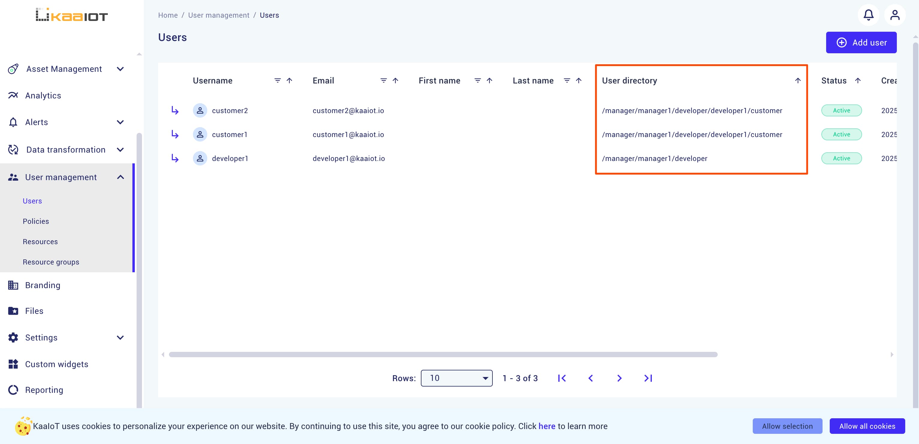 Customer User Directory