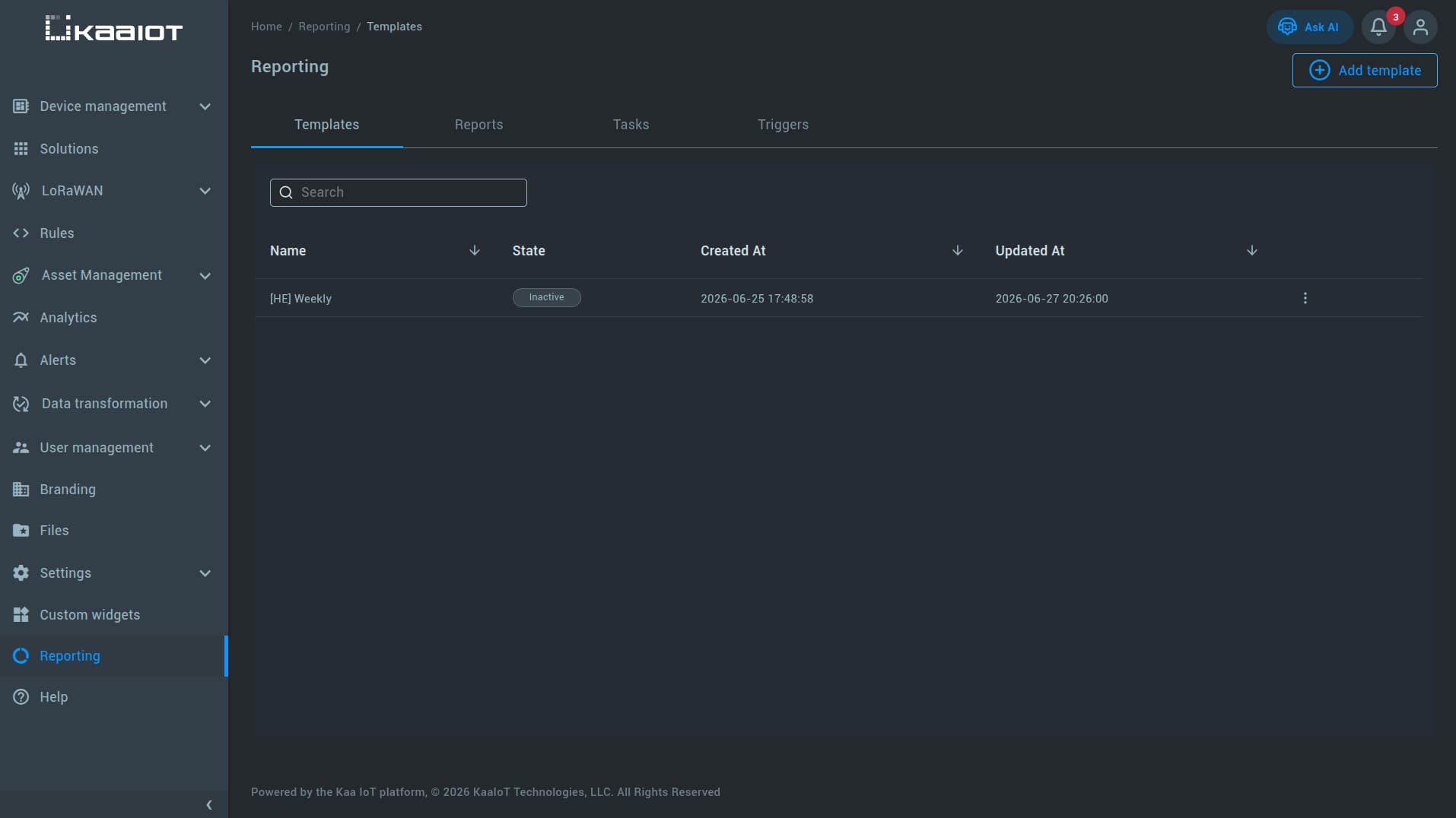 reports main page