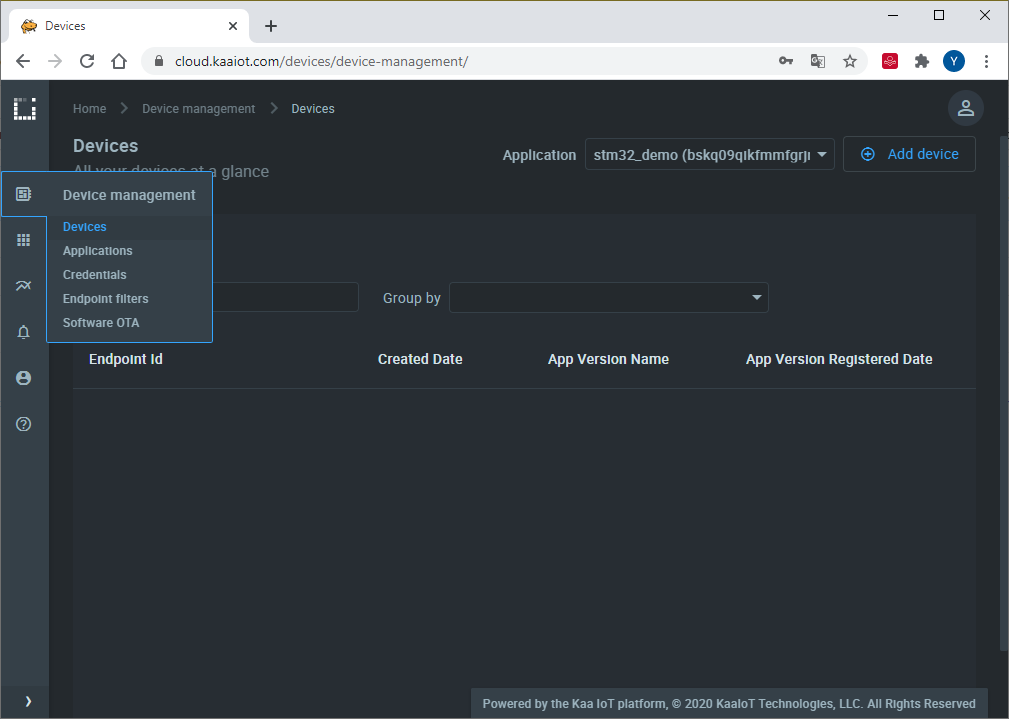 Device management dashboard