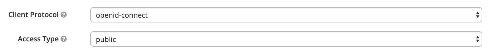 Client configuration for the Client Protocol and Access Type