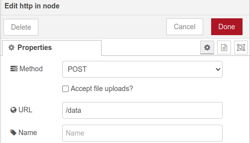 Node-RED flow configuration